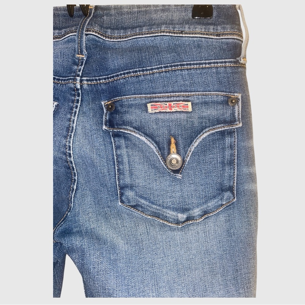 Hudson Collin Mid‑Rise Skinny Jeans | Flap Pockets | Dark Wash | Size 25